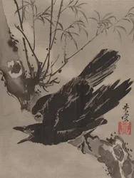 Krähe auf einem Ast, ca. 1887