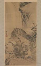 Adler greift einen Berglöwen an, 1885