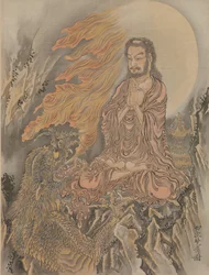 Shakyamuni besiegt die Dämonen Shaka Goma-zu, ca. 1888