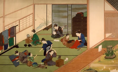 Gruppe von Geishas, von Kawahara Keiga, Japan, japanische Zivilisation, Anfang des 19. Jahrhunderts