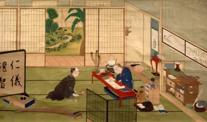 Studie eines Kalligraphen, von Kawahara Keiga, Aquarell, Japan, japanische Zivilisation, Anfang des 19. Jahrhunderts