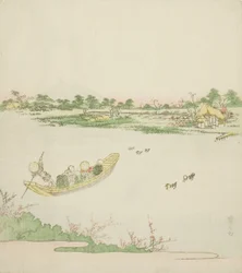 Eine Fähre überquert den Sumida-Fluss