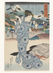 Stehende Frau mit Kästchen