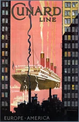 Cunard Line Europa-Amerika Poster, USA, um 1900