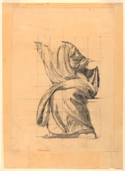 Draperiestudie für die Figur des Friedens in "Die Wohltätigkeit des Gesetzes," Wandgemälde im Essex County Court House, Newark, New Jersey