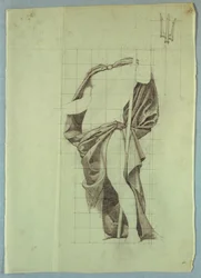 Draperiestudie des Atlantiks für "Die Hochzeit des Atlantiks und des Pazifiks," Wandgemälde im Senatssaal im Wisconsin State Capitol, Madison, WI