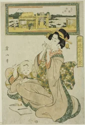 Benzaiten-Schrein in Shinobugaoka, aus den "Modischen Acht Ansichten der östlichen Hauptstadt"