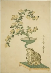 Eine Anordnung von Valerian (Ominaeshi) und Chinesischen Glockenblumen (Kikyo)