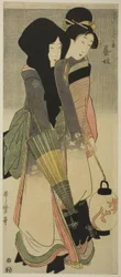 Geisha (Geigi), aus der Serie Drei Vergnügungen zeitgenössischer Schönheiten