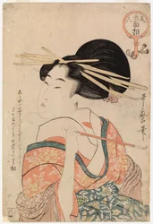 Geisha mit einer Pfeife