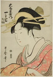Hitomoto von der Daimonjiya mit den Begleitern Senkaku und Banki