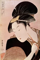 Porträt einer Frau. Japanischer Druck von Utamaro Kitagawa