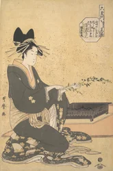 Die Oiran Hanaogi von Ogiya, aus der Serie „Sechs Juwelenflüsse“ Mutamagawa, ca. 1795-96