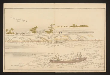 Die Ufer des Sumida-Flusses im Schnee