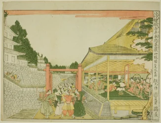 Akt IV (Yondanme), aus der Serie "Perspektivbilder des Lagerhauses der treuen Vasallen (Uki-e kanadehon Chushingura)"