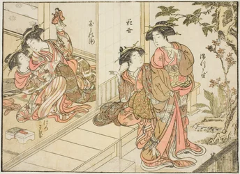 Kurtisanen von Maruebiya, aus dem Buch "Spiegel der schönen Frauen der Vergnügungsviertel (Seiro bijin awase sugata kagami)," Bd. 2