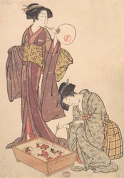 Zwei Frauen füttern Fische, 1739-1820