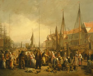 Fischmarkt in Bergen, Norwegen, 19. Jahrhundert