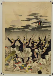 Die Sonne geht über einem japanischen Sieg auf (Der Fall von Pjöngjang)