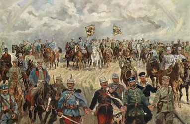 Die alliierten Monarchen mit ihren Kommandanten im Ersten Weltkrieg
