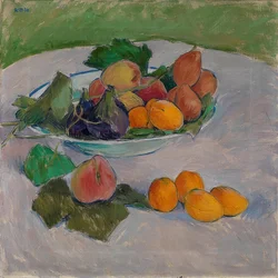 Stillleben mit Früchten und Blättern