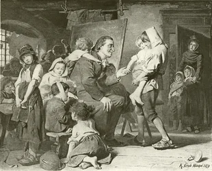 Pestalozzi, der Freund der Kinder (Gravur)