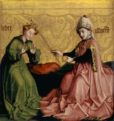 Esther vor Ahasverus, Spiegel des menschlichen Heils, Innenseite, ca. 1435