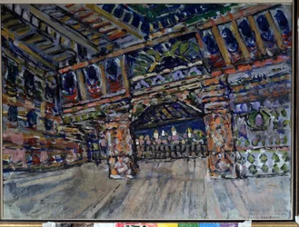 Bühnenbildentwurf für die Oper Der goldene Hahn von Nikolai Rimski-Korsakow - Konstantin Alexejewitsch Korowin