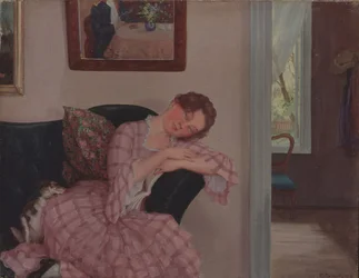 Eine schlafende Dame in Rosa