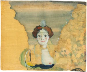 Junge Dame mit einem Garten dahinter