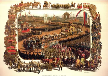 Album zur Krönung des russischen Zaren Alexander III. (1845-1894) und der Kaiserin Maria Fjodorowna (Dagmar von Dänemark) (1847-1928) - Der feierliche Einzug Alexanders III. in Moskau (aus dem Krönungsalbum)