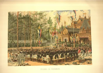 Das Krönungsfestmahl in Sokolniki, aus dem Krönungsalbum, 1883