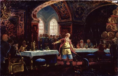 Graf Michail Repnin (?) beim Festmahl von Iwan dem Schrecklichen (1530-1584)