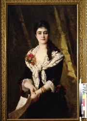 Porträt der Sängerin A. Panaeva Kartseva als Tatjana in der Oper Eugen Onegin von P. Tschaikowski