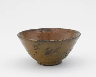 Teeschale, Ki-Irabo-Typ, frühes 17. Jahrhundert (Steinzeug mit undurchsichtiger Holz-Ascheglasur; Goldlack-Reparaturen)