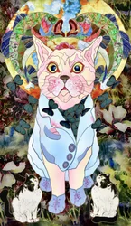 Verzauberte Katze mit Schmetterlingen