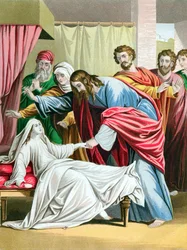 Christus erweckt die Tochter des Jairus, Vorsteher der Synagoge, von den Toten, um 1860