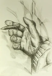 Kreative Hand mit Bleistift