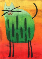 Fröhliche grüne Katze