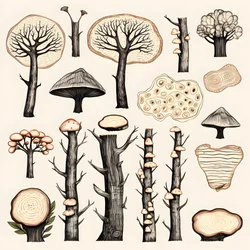 Baumstammabschnitte, Boho-Clipart, Boho-Zeichnungsmuster, Boho-Stamm 3