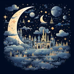 Sammlung von isolierten Fantasy-Illustrationen der Himmelselemente 3