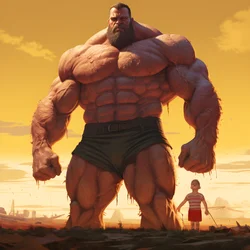 Einschüchternder Gewichtheber mit riesigen Muskeln