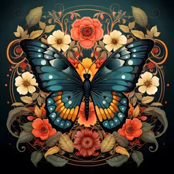 Schmetterling mit Blumen im Hintergrund