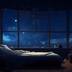 Szene eines großen Fensters in einem Schlafzimmer der unteren Ebene