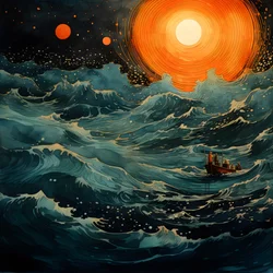 Zwei Boote glitten lautlos durch tintenschwarzes Wasser auf die wirbelnde Charybdis zu, der Vollmond war das einzige Licht in der leeren Welt der Nordsee