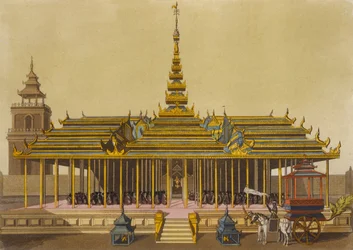 Der König von Siam spricht zu Höflingen in seinem Pavillon, Tafel 69 aus Le Costume Ancien et Moderne von Jules Ferrario, graviert von Gaetano Zancon (1771-1816) veröffentlicht ca. 1820er-30er