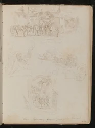 "Pferdewechsel bei Nacht", "hinunter nach Lagoletto", "aufsteigend zur Turbia" und "durch ein Dorf hindurch"