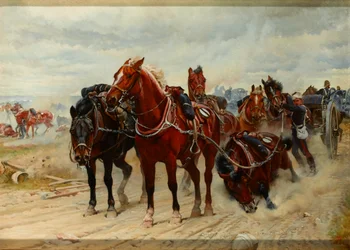 Patient Heroes, ein Geschützteam der Royal Horse Artillery im Einsatz, ca. 1882