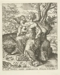 Frühling: Venus und Cupido