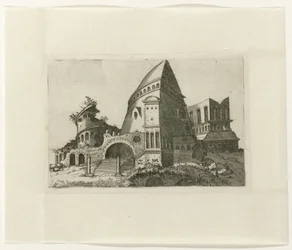 Ruine mit pyramidenförmigem Turm